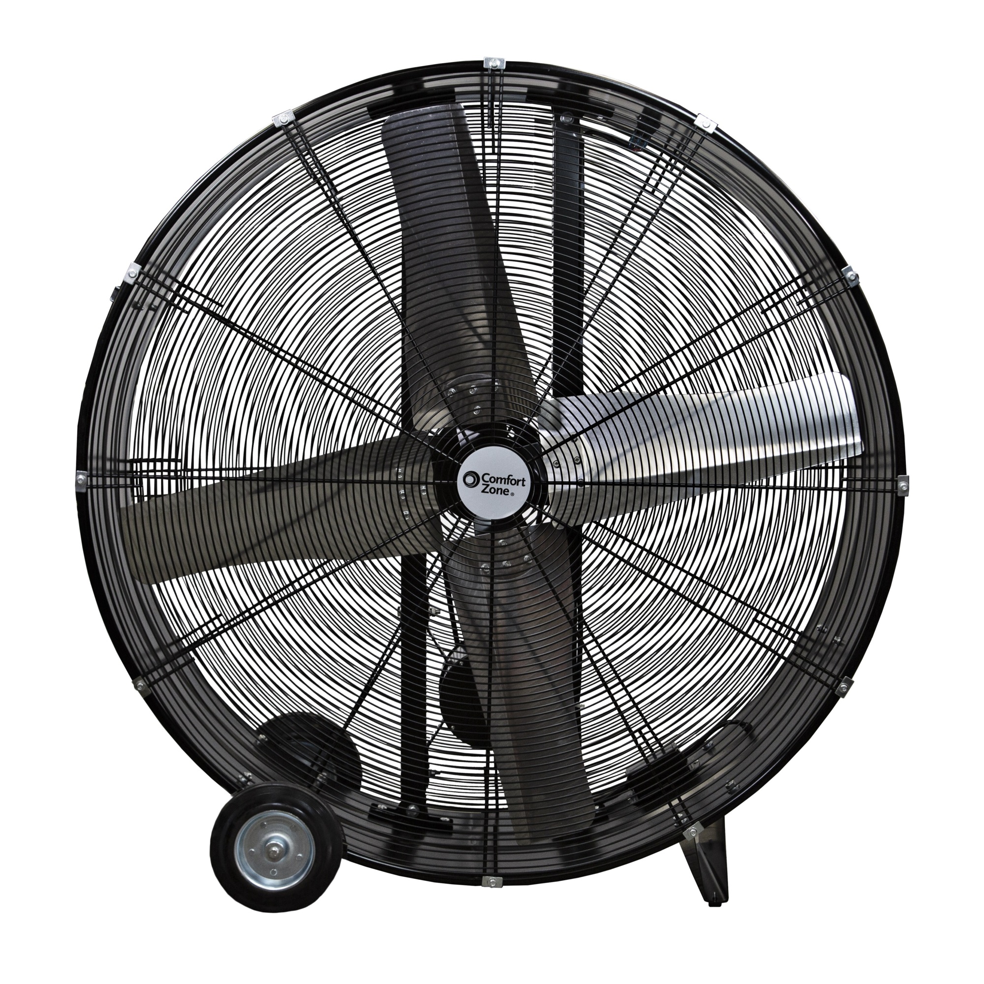 Comfort Zone Industrial 48” High Velocity Drum Fan – Belt Drive 2 Speed All Metal Barrel Fan with Wheels & Handle, 19,500 CFM – Model 125033